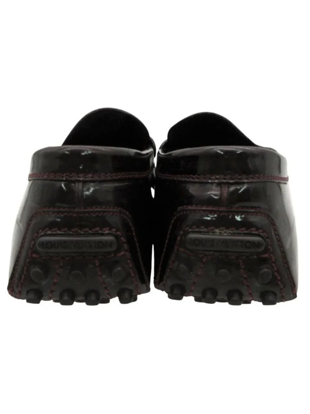 Louis Vuitton Loafers Driving Shoes Slip-on Patent Leather Logo Brown
